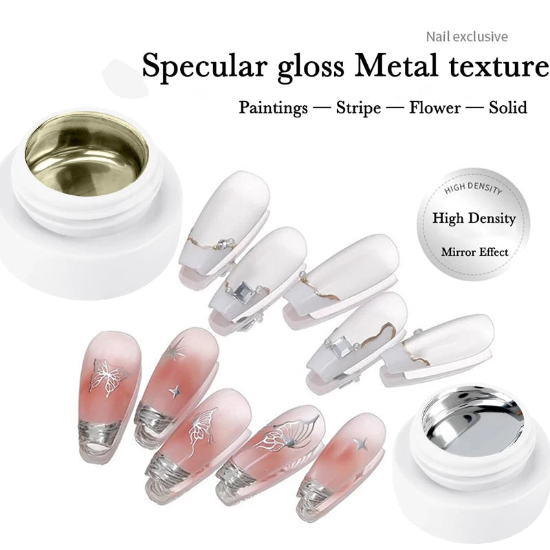 5ml Metallic Painting Gel Polish Strong Gold Silver Rose Gold Nail Art Soak Off Gel Nail Polish Silver Mirror Gel Nail Varnish Quake