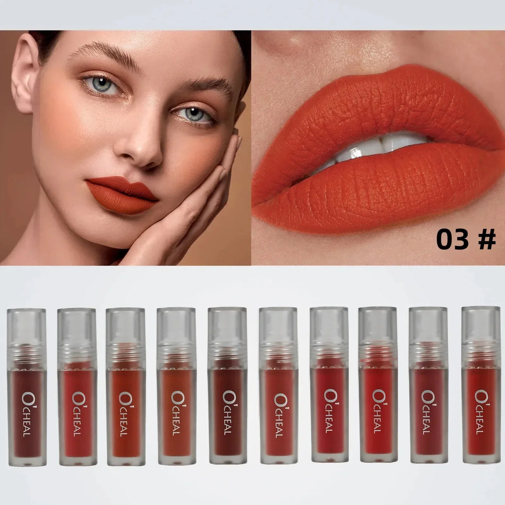 10PCS Matte Velvet Lip Gloss Set Hydrating Moisturizing Non-Sticky Liquid Lipstick Collection for Smooth Comfortable Lip Makeup Quake
