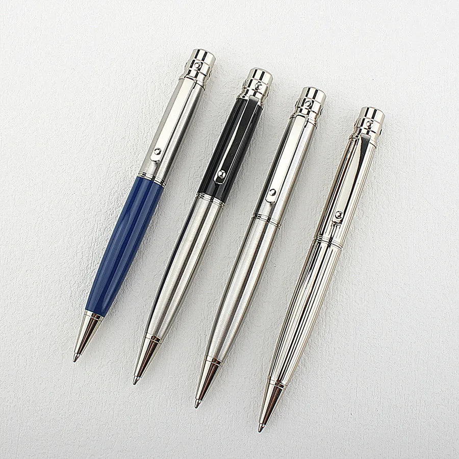 Elegant Vintage Rotating Metal Pen Smooth Blue Ink Writing High End Office Business Design with Pen Holder Quake