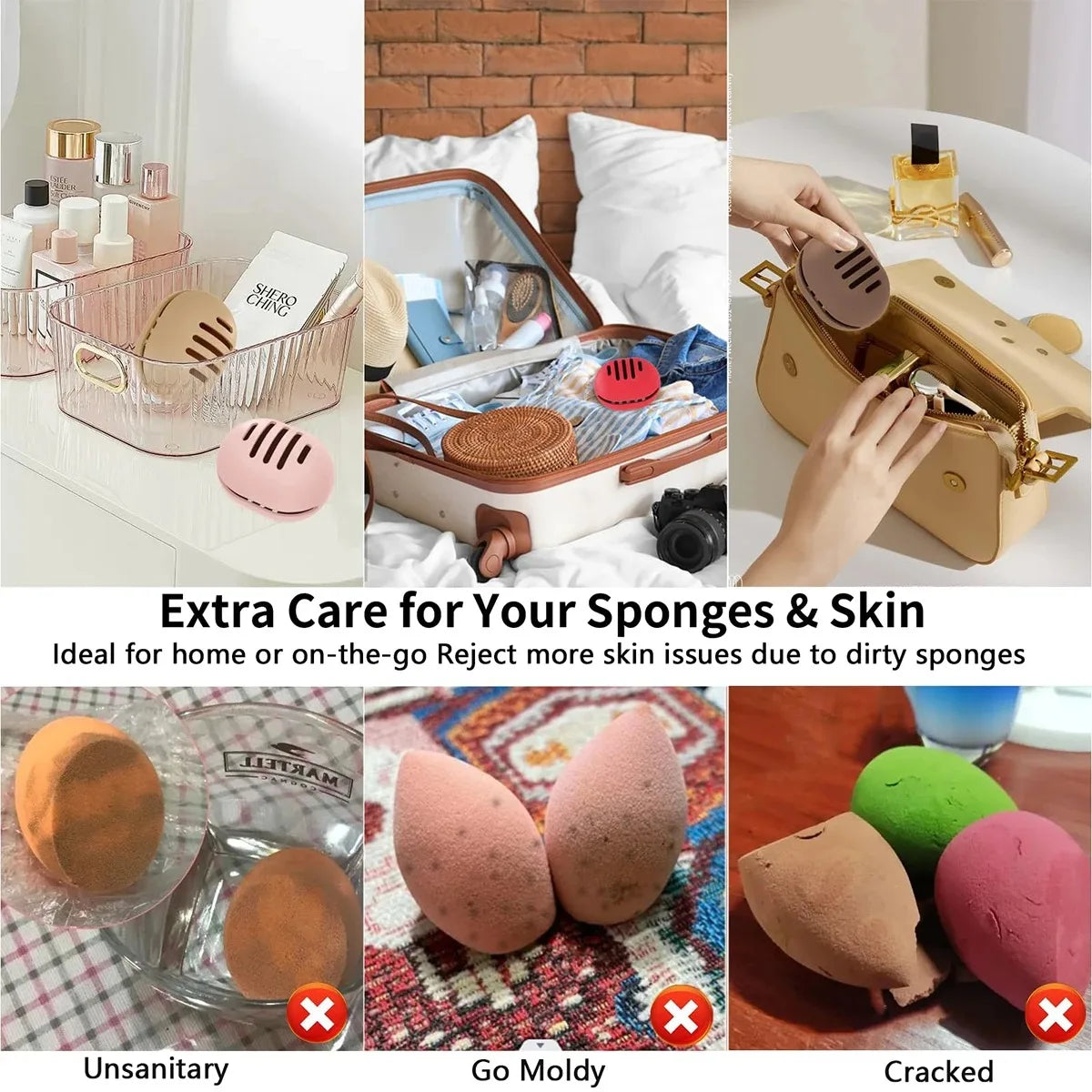 vvocci Beauty Blender Storage Silicone Makeup Case Portable Storage Bag Storage Tool Dustproof Breathable Travel Quake