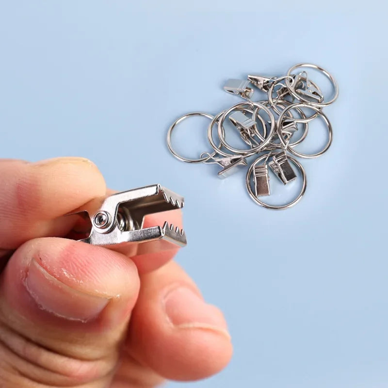 10PCS Curtain Rings Clips Metal Decorative Rustproof Drapery Window Curtain Hanging Ring Hook Hanging Clothes Cap Clip 25/32mm Quake