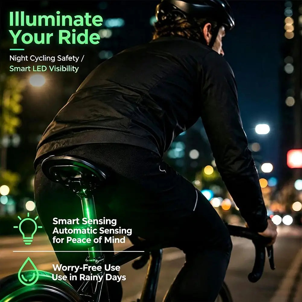 Fluid Simulation LED Bicycle Tail Light Rechargeable Bike Rear Light Shake On Tilt Control Cycling Warning Lamp Mount Quake