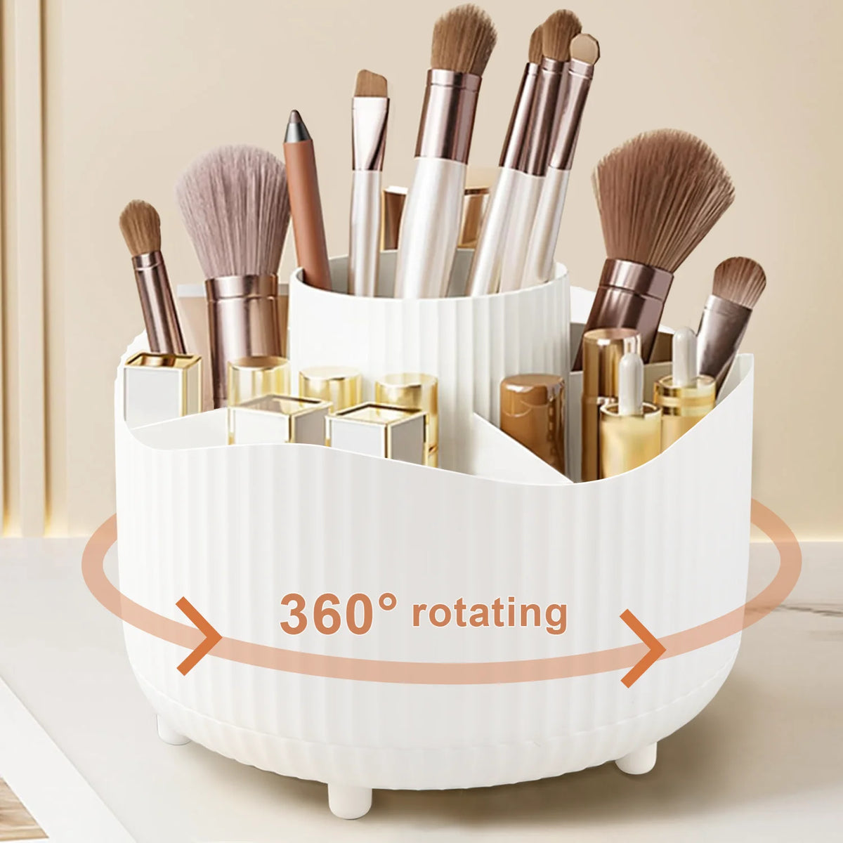 360° Rotating Makeup Brush Holder Cosmetic Brush Holder Large Capacity Lipstick Eyebrow Makeup Brush Holder Jewelry Container Quake ZYA-WH