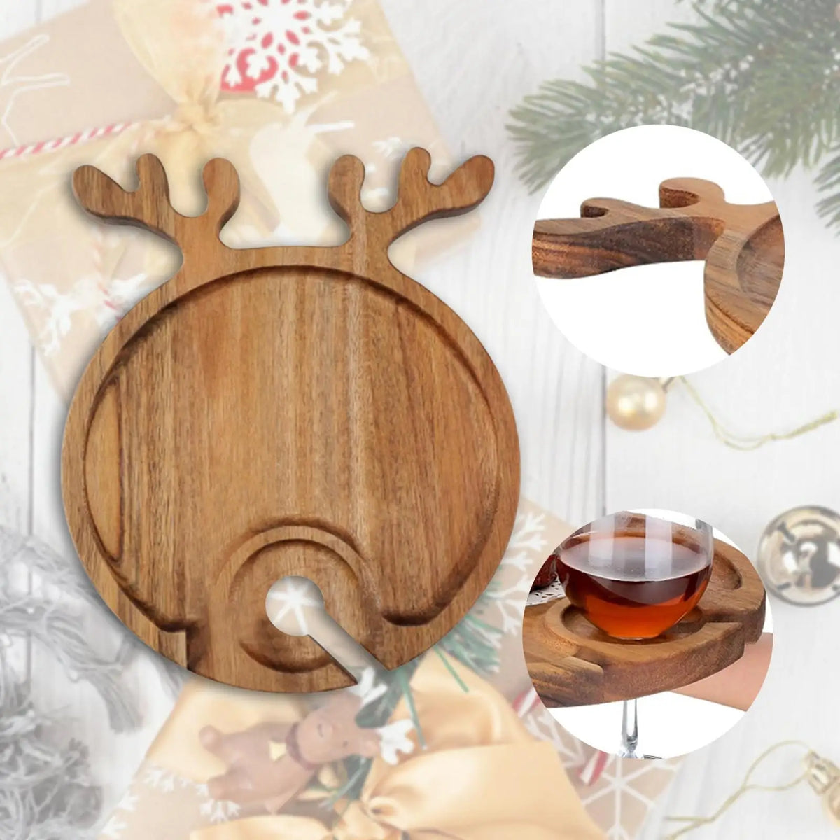 Appetizer Serving Plate Snack Serving Tray Wooden with Cup Holder Board for Holiday Hotel Restaurant Cheese Meats Quake