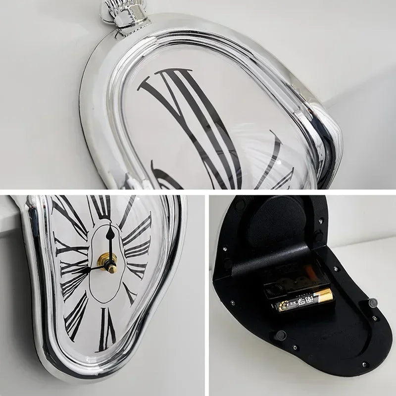 New Novel Surreal Melting Distorted Wall Clocks Surrealist Salvador Dali Style Wall Watch Decoration Gift Home Garden Quake