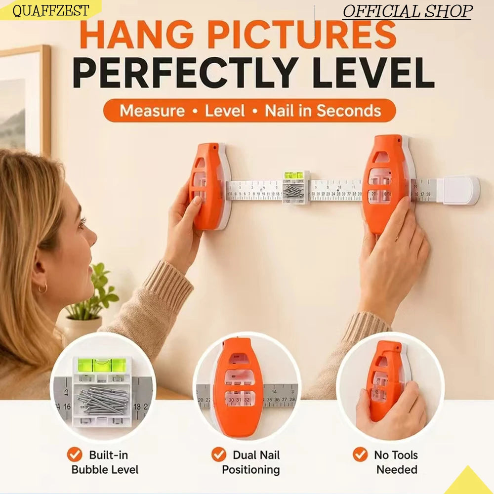Picture Hanging Tool with Level Level Ruler Picture Hanging Tool Precision Marking Alignment Ruler Quake Default Title