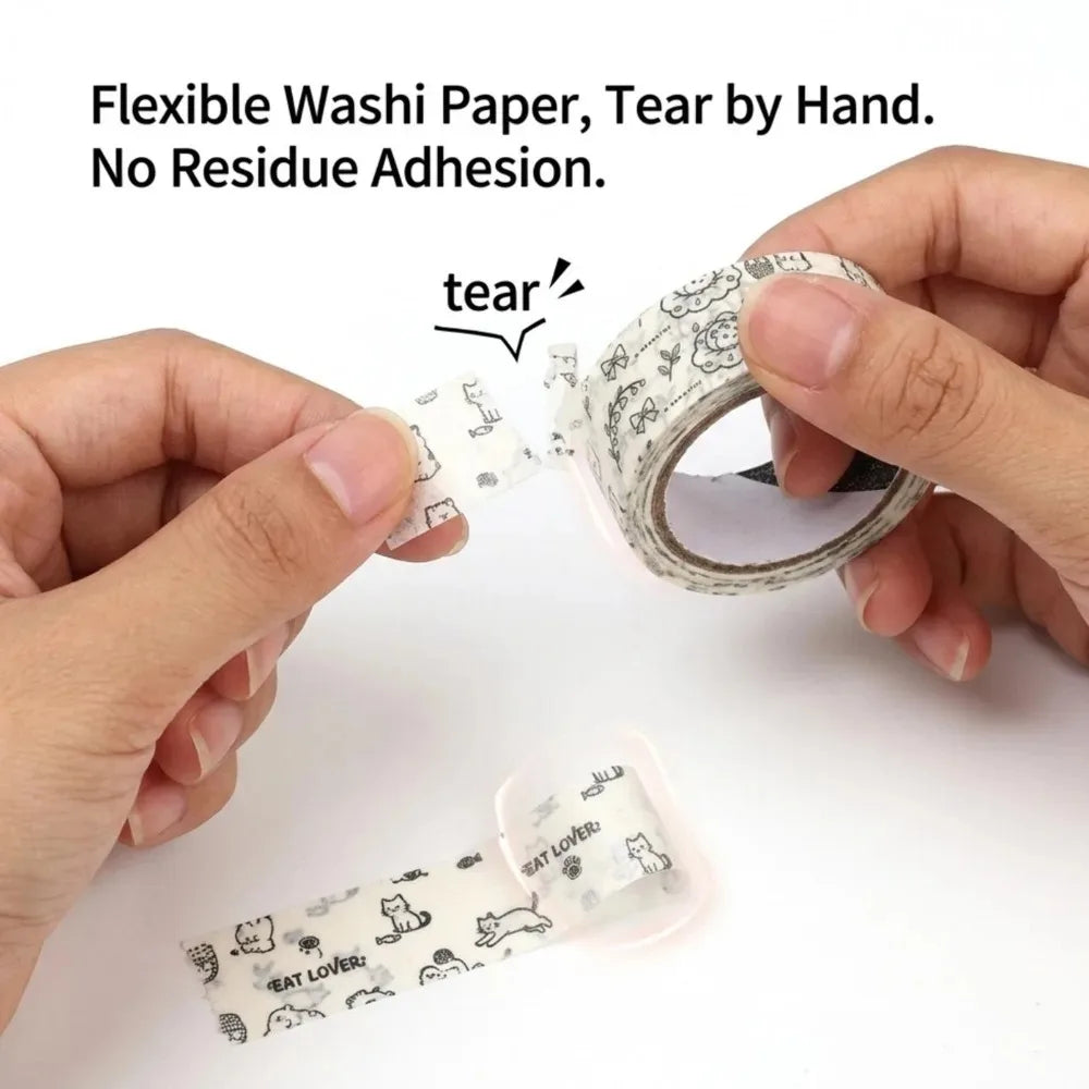 Cat Pattern Bead Baking Cloth Tapes Hand Torn No Trace Baking Cloth Edge Binding Tape High Temperature Resistant Wrapping Tapes Quake