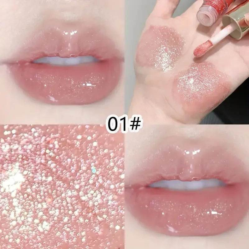 Moisturizing Glitter Lip Balm-Glossy Effect,Shimmering Lipstick with Heart Shaped Cap, Nourishing for All Skin Types Lip Makeup Quake 01