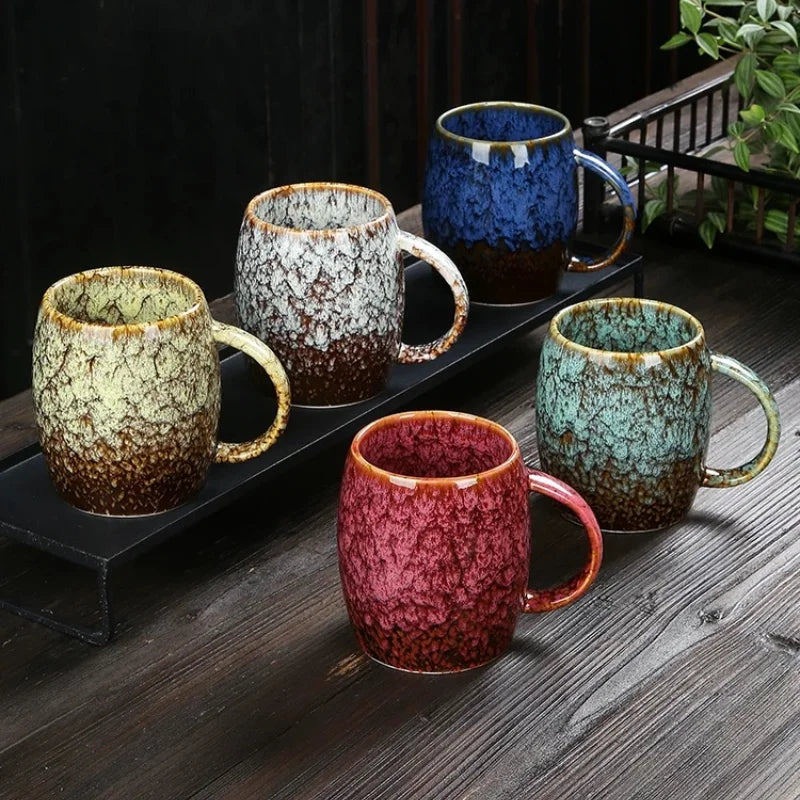 Creative and Personalized Mug Large Capacity Simple Ceramic Men's and Women's Couple Japanese Style Coffee Cup Quake