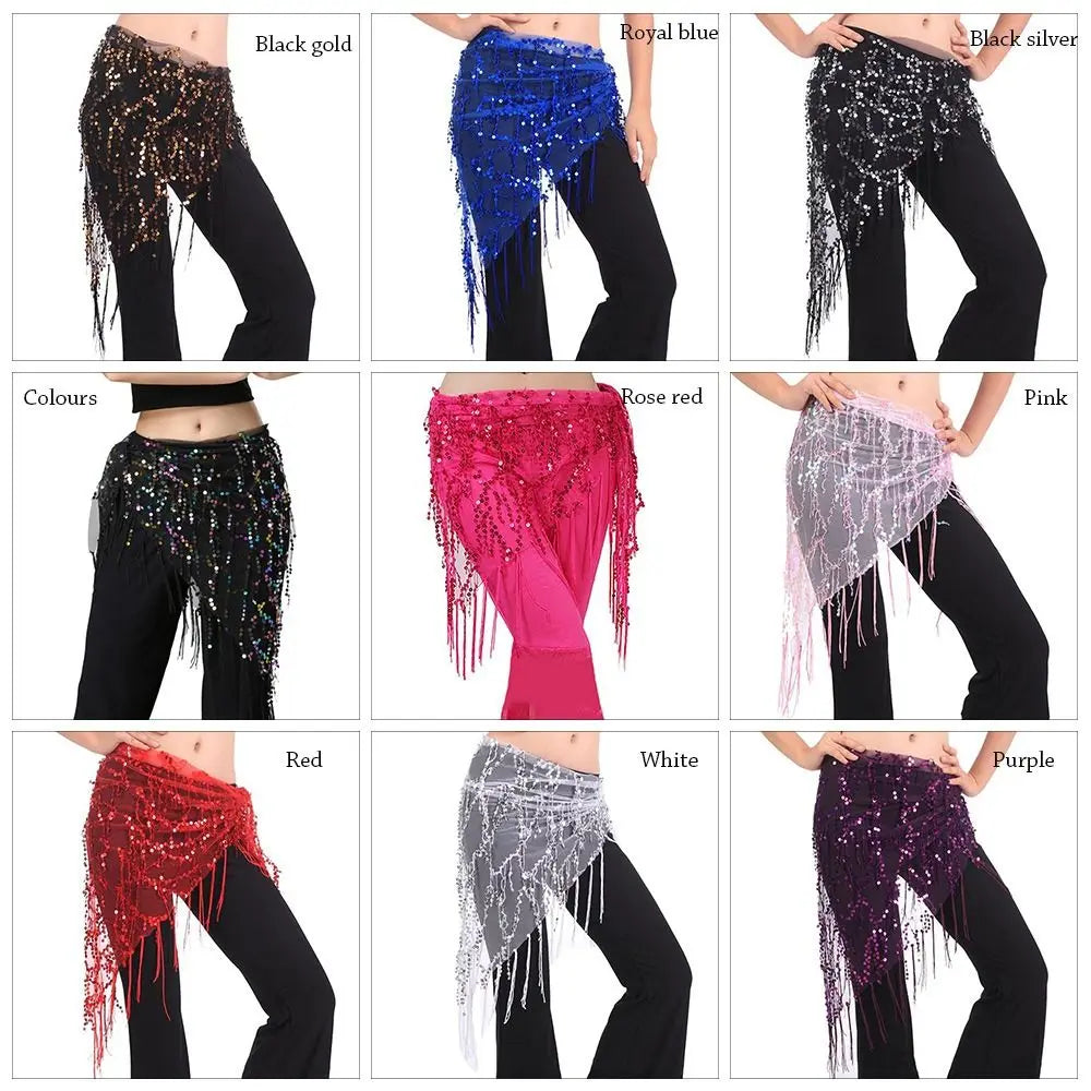 Women Show Costumes Tassels Dancer Skirt Hip Scarf Belly Dance Belt Waist Chain Quake