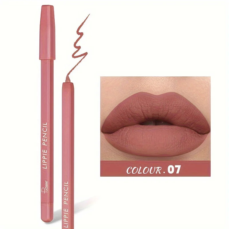 1pc Matte Lip Liner Pen, High Pigment & Waterproof, Versatile Mixed Colors, Suitable For All Skin Types Quake 07