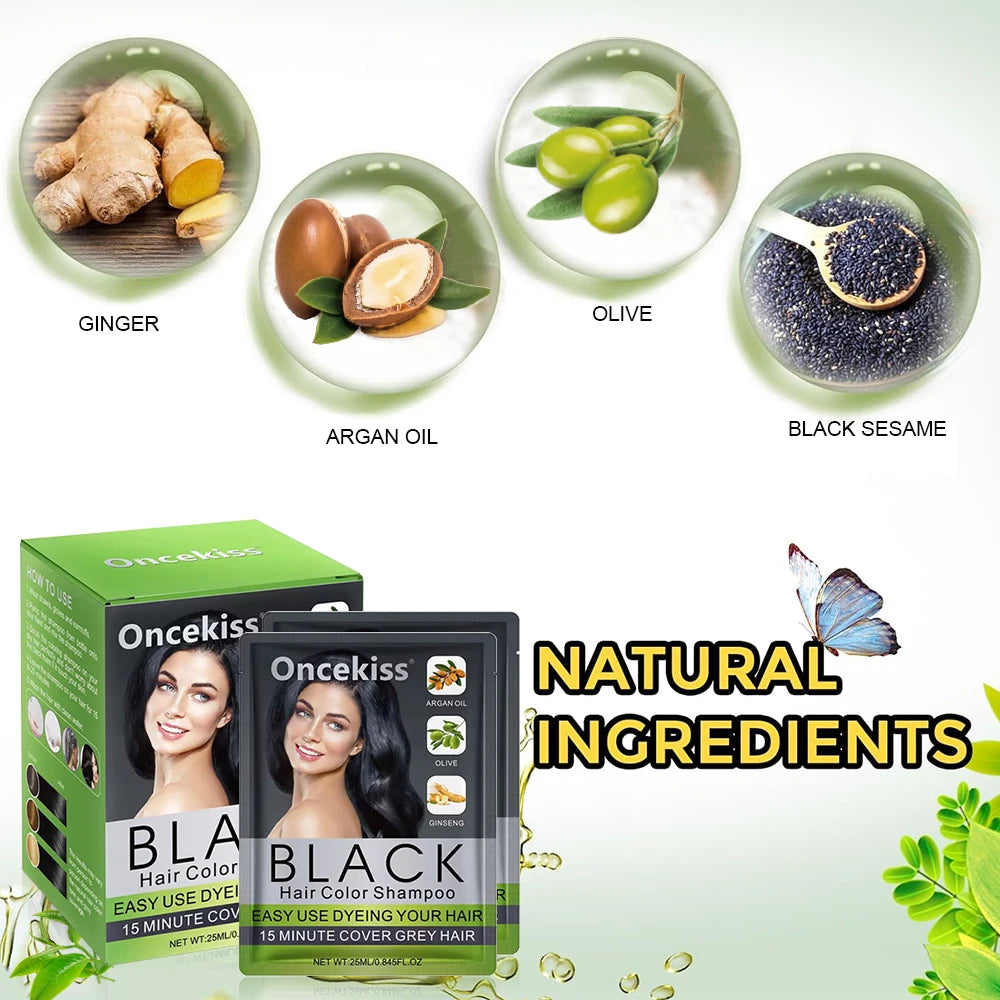 1 Box of 10 Hair Dye Instant Hair Dye Shampoo,Quick and Easy Hair Dye,Coloring Semi- Permanent Instant Hair Dye for Men&Women Quake