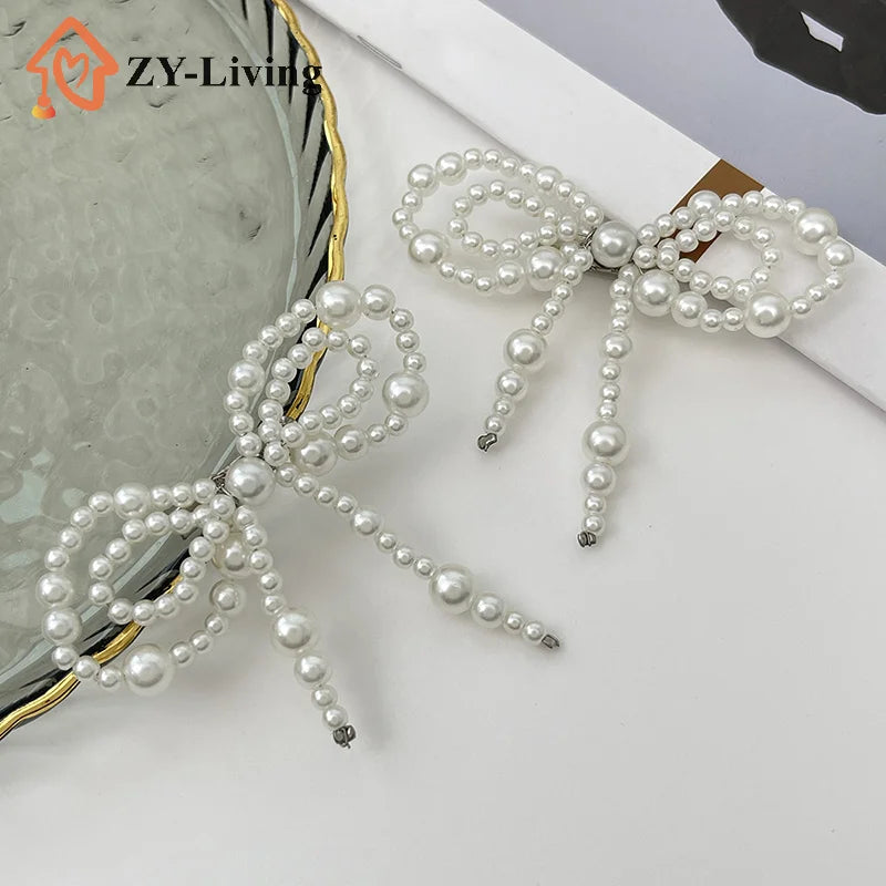 1PCS Imitation Pearl Bow Pin Button Clasps Fixed Clothes Pin Adjustable Detachable Jean Fit Tighten Buckle Unisex Quake