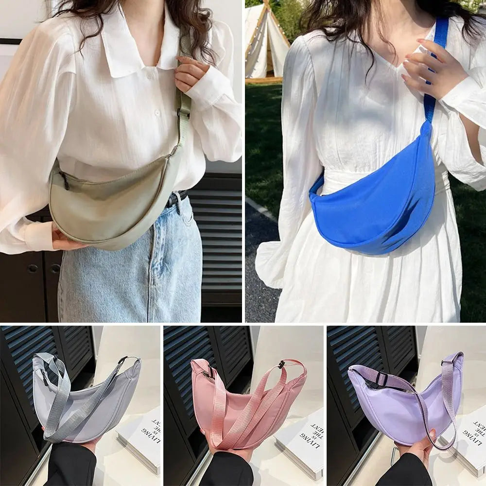 Nylon Crossbody Bag For Women Fashion Portable Casual Hobos Sport Chest Pouch Underarm Bags Students Dumpling Shape Shoulder Bag Quake