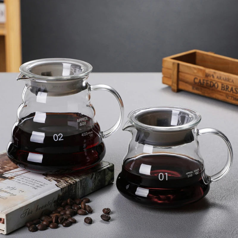Coffee Carafe 300/500/700ml Coffee Clear Glass Kettle Sharing Pot with Lids Coffee Espresso Maker Accessories Quake