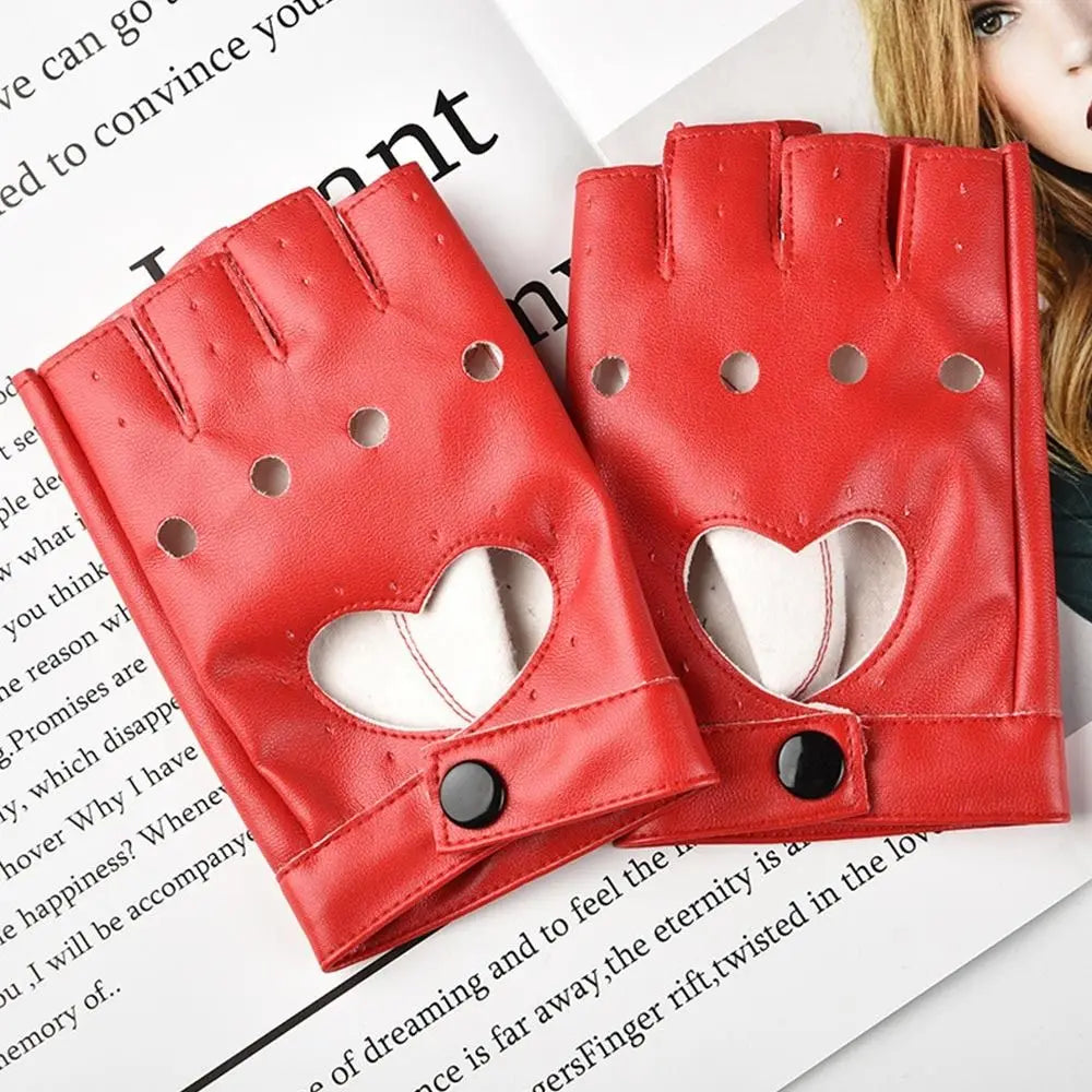 Cosplay Party Gloves Women Men Dance Mittens Ladys Driving Dress Cosplay Mittens PU Leather Gloves Five Finger Gloves Quake red 2