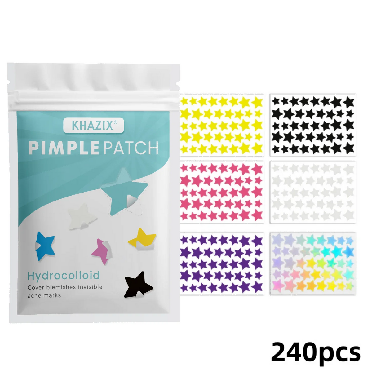 240pcs Star Pimple Patches For Face Hydrocolloid, Absorbing Cover, Tea Tree, Hydrocolloid Acne Patch, Cute Star Pimple Patch Quake 240pcs