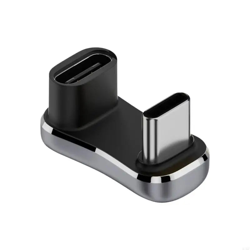 USB C Male Coupler, U Shaped Side Port Link with Black Housing and Silver Metal Trim for Close Body Cable and C K1KF Quake Cmale to C female CN