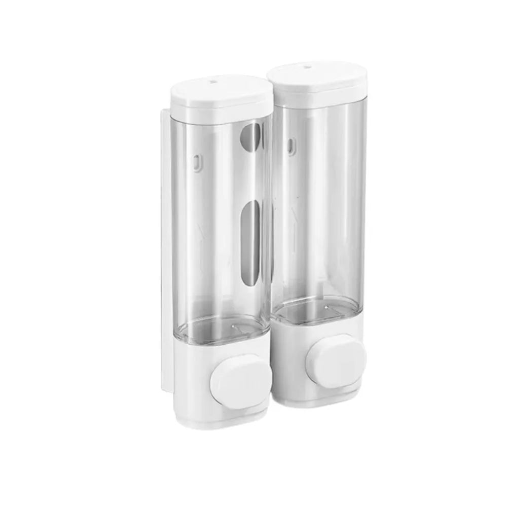 Durable ABS Plastic Manual Soap Dispenser White Black Wall-mounted Shampoo Gel Dispenser Liquid Soap Container Bathroom Quake White Double Head