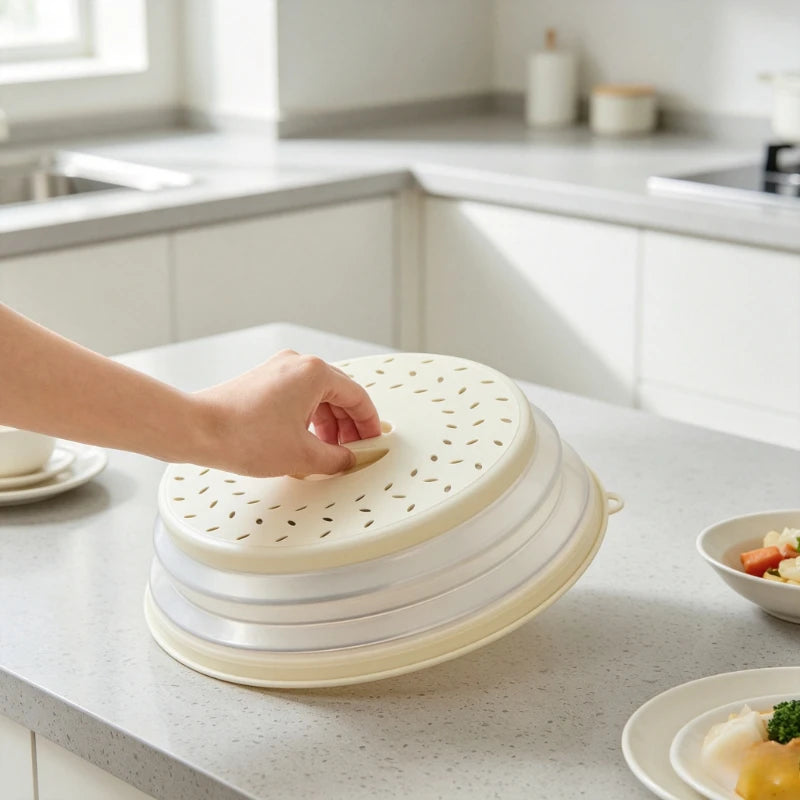 Collapsible Microwave Splatter Cover Heating Lid Breathable Oil Splash Guard Multifunctional Food Plate Cover Quake