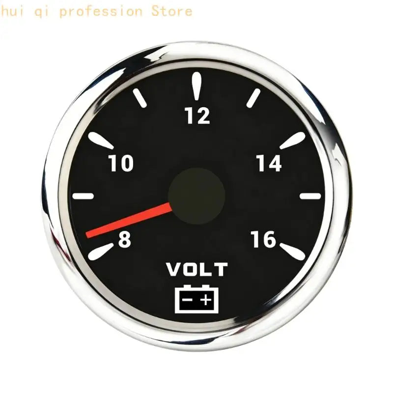 Round Voltmeter Battery Reading Monitor Meter, Analog 85Mm Panel Meter for Boat Motorcycle Trail and Trailer H8WE Quake Black CN