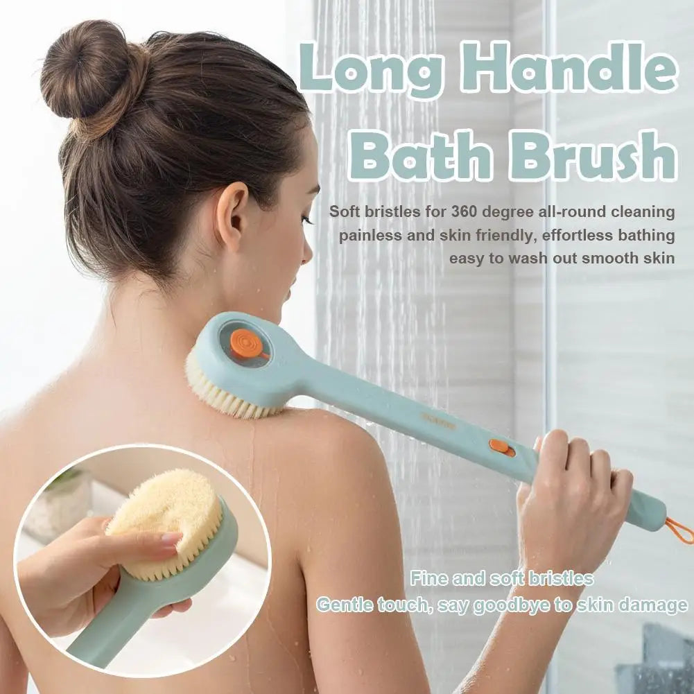 Liquid Filled Soft Long Handle Hair Bath Brush, with A Back Rubbing Tool and A Long Handle for Showering Bath Accessories Quake