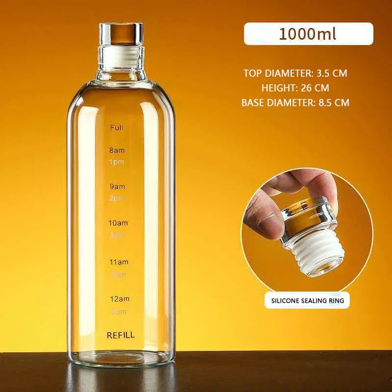 YWDL Large Capacity Glass Water Bottle 300-1000ML Multi-function Transparent Milk Cup for Outdoor Sports Creative Milk Bottle Quake 1000ml 300-1000ml