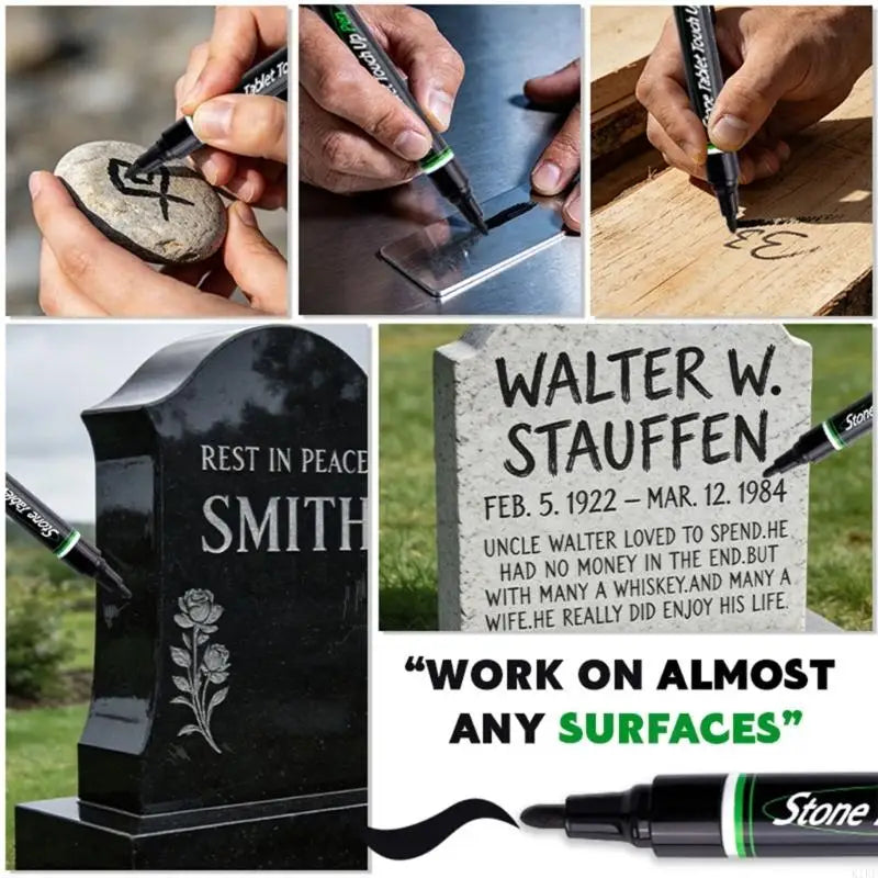 Outdoor Stone Monument Paint Pen Waterproof Heat Resistant Paint Marker For Drawing Coloring On Gravestones Tombstone K1KF Quake