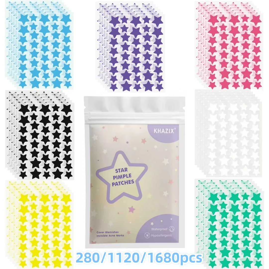 280/1120/1680pcs of multi-color star acne patches, facial acne patches, concealer acne patches, and pimples patches, ultra-thin Quake MULTI 1120pcs