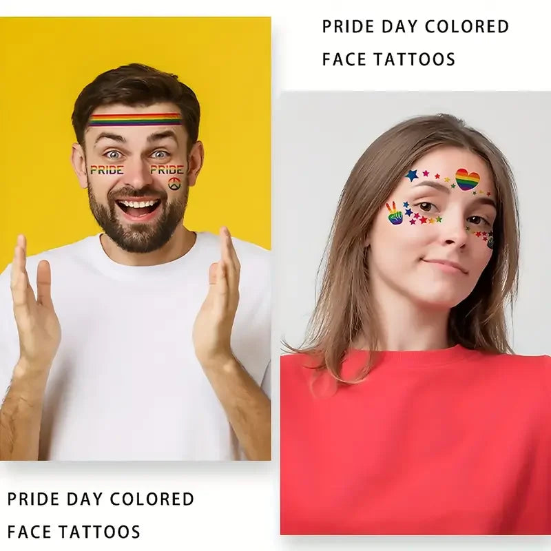 10pcs Diversity in Love and Identity Pride Rainbow Face Tattoo Waterproof,Butterfly&Heart Designs For Pride Parade&Celebrations Quake