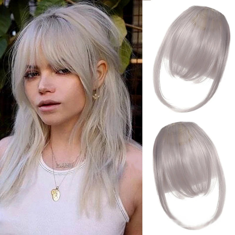 Synthetic Fake Air Bangs Natural Hair Extension Front Fringes Hairpiece Black Brown Clip In Bangs Double Sideburns Hair Styling Quake Style15