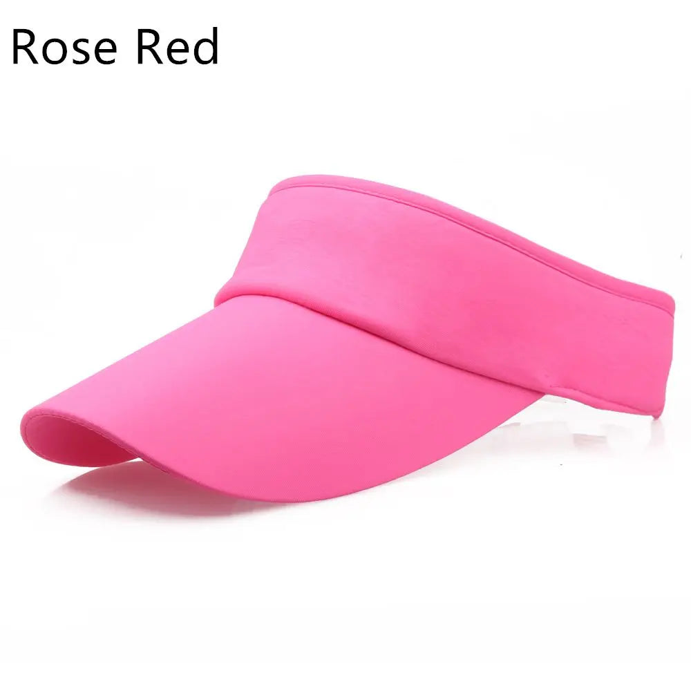 Women Tennis Golf Sun Visor Unisex Cap Hat Headband Quake rose red