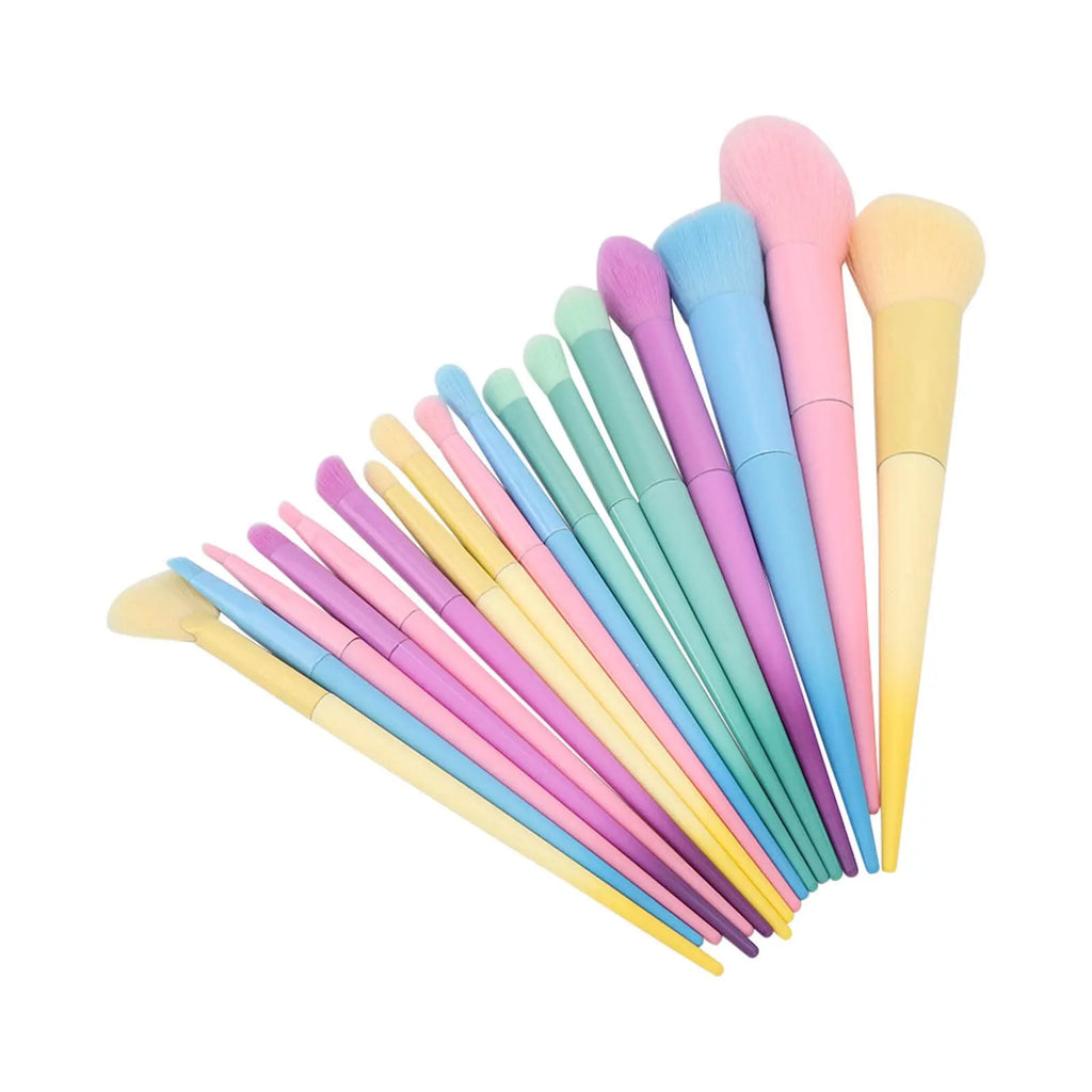 17pcs Soft Candy Colored Makeup Brush Set for Application During Parties, Dates, Outdoor Events - Loose Powder, Painting, Detail Quake Multicolor