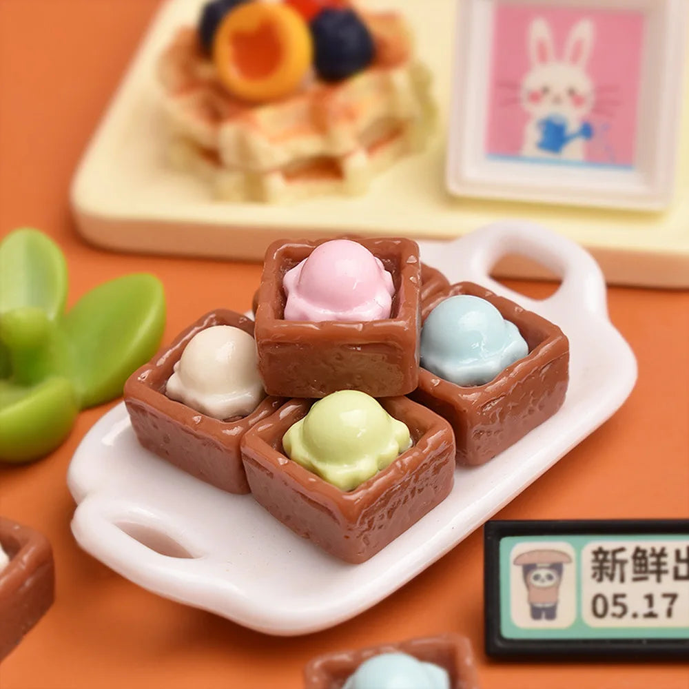 30Pcs Simulation Mini Bread Ice Cream Ball Resin Crafts Kawaii Cabochon Fake Food Scrapbook DIY Dollhouse Decoration Accessories Quake