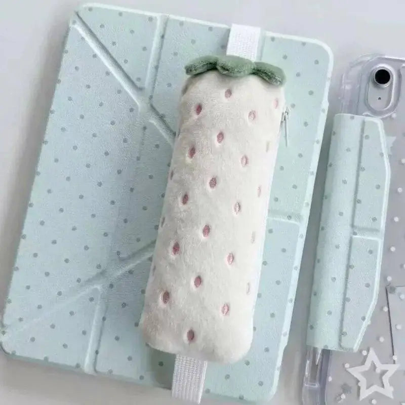 Strawberry-Inspired Plush Pencil Soft Polyester Pen Case for School Supplies, Desk Organization and Daily Carry K1KF Quake
