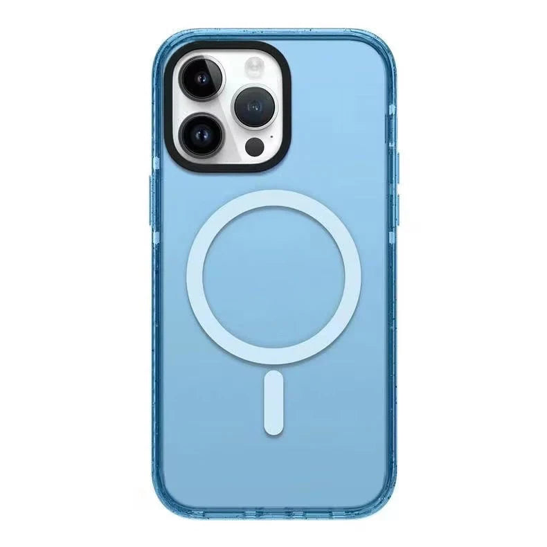 Candy Color Plain Transparent Magnetic Phone Case Cover for IPhone 14 15 16 17 18 Pro Max Case Quake