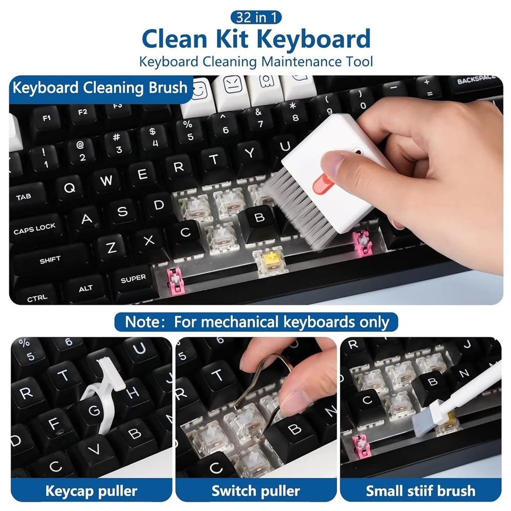 Professional 32-in-1 Electronics Cleaning Tools Set – for iPhone Port, AirPods Case, Bluetooth Earbuds, PC Keyboard, Laptop Quake
