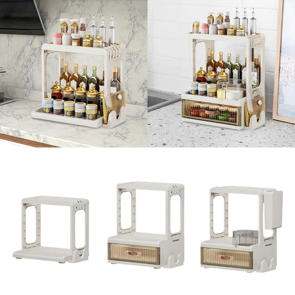Kitchen Condiment Organizer Freestanding Multipurpose with Condiment Box Space-saving Spice Shelf for Pantry Desktop Domestic Quake