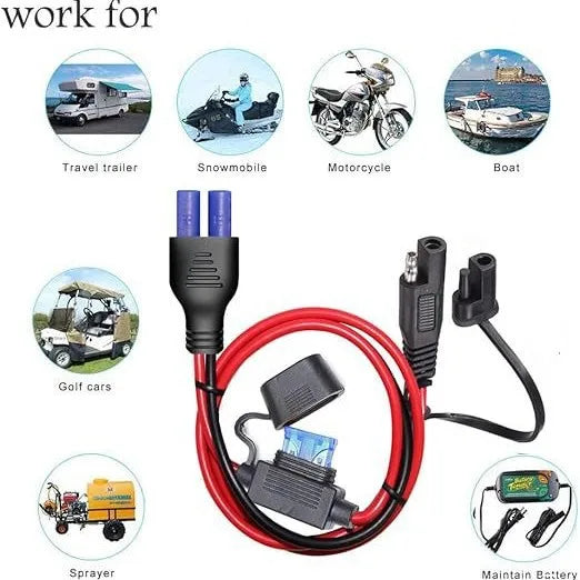 SAE to EC5/XT60/90 10AWG Heavy Gauge With 15A Fuse Holder Over‑Current Protection for Vehicle Solar Battery Charger DIY Wiring Quake
