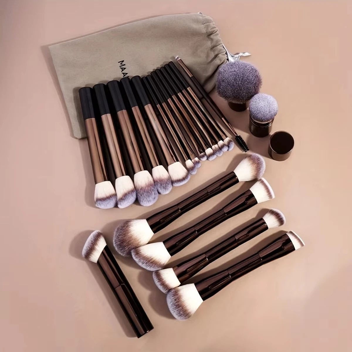Professional Makeup Brush Set with Aluminum Handles and Soft Synthetic Bristles for Foundation, Powder, Blush, Contour, Eyeshado Quake