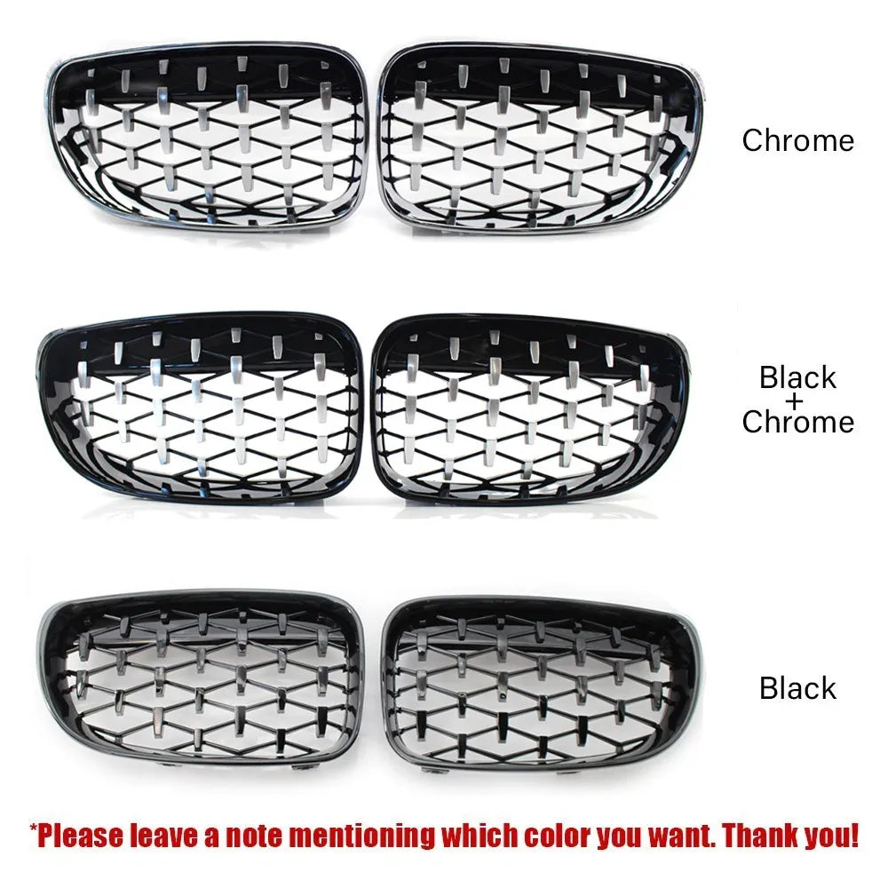 For BMW 1 Series E87 E81 E82 E88 2008-2011 2x Car ABS Grille Front Kidney Grill Diamond Style 51137354949 51137354950 Auto Parts Quake
