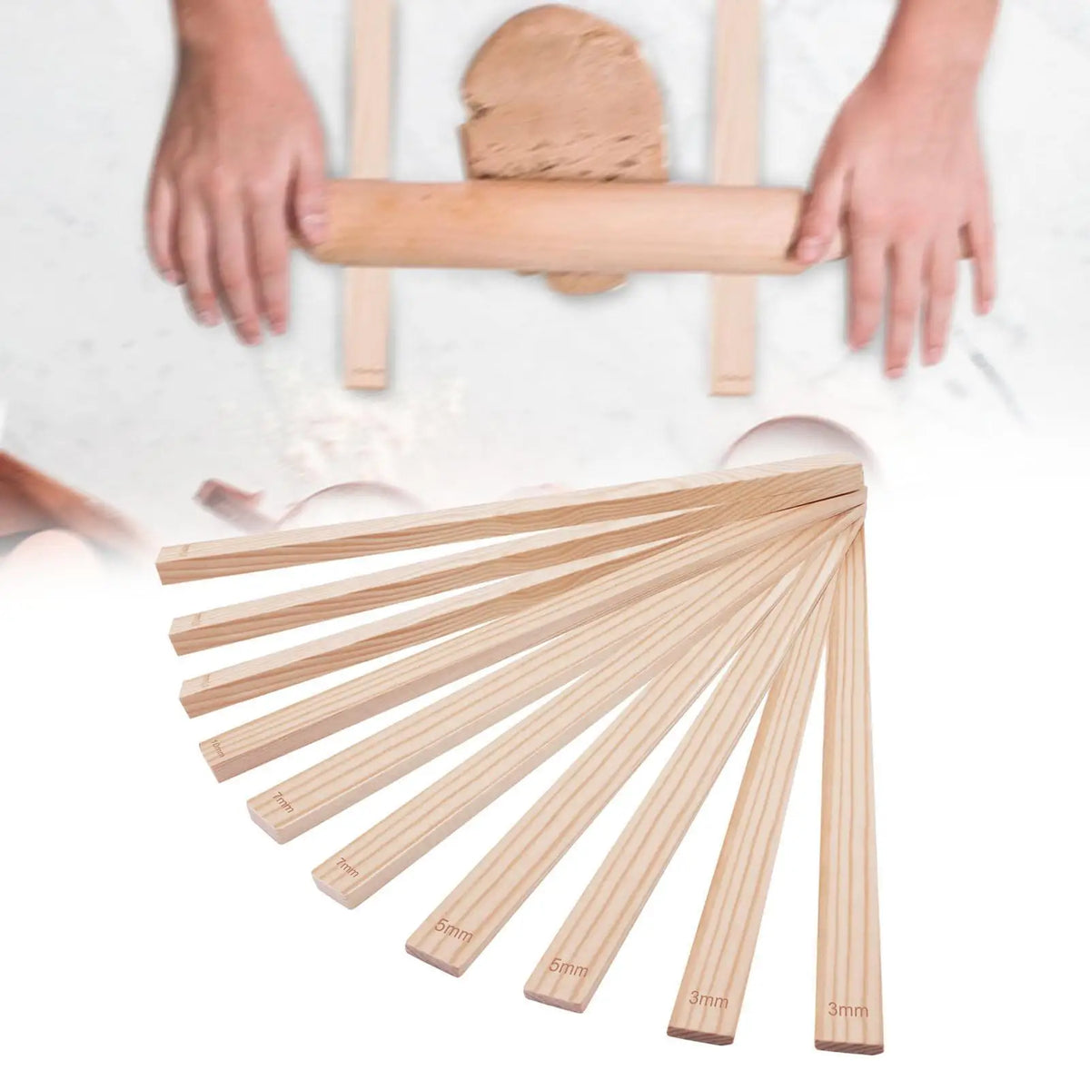 Measuring Strips, Wooden Rolling Pin Guides, Kitchen Tool, Light Cakes, Mud Roller, Mud Sticks, Guide, Mud Board Tools Quake