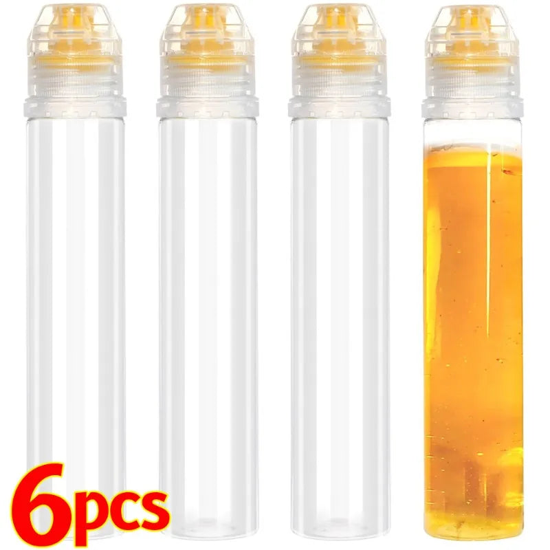 6/1PC 90ML Transparent Non-Drip Honey Dispenser Honey Squeeze Bottle Vinegar Oil Syrup Bottle Pot Storage Container Kitchen Tool Quake
