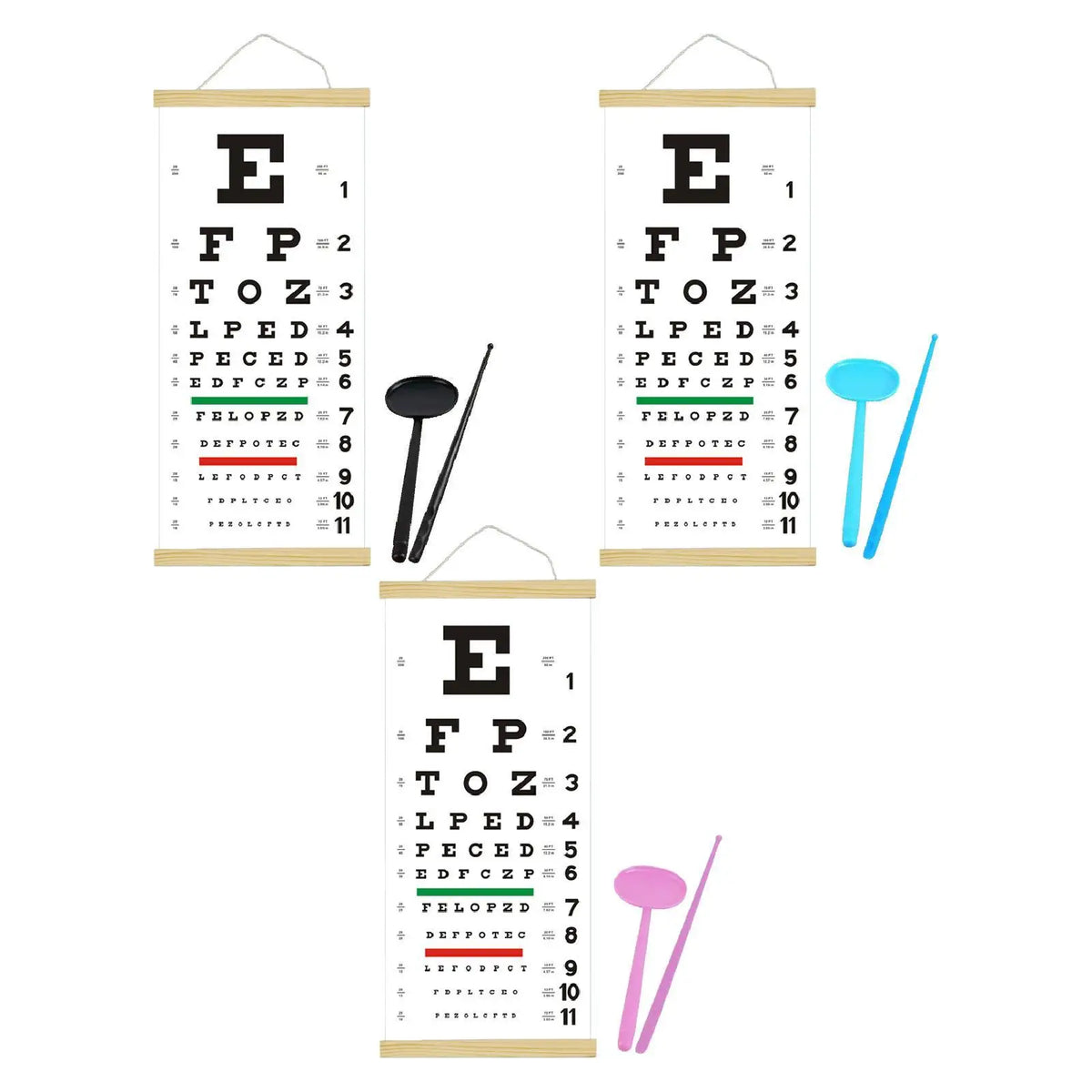 Eye Chart Eye Test Wall Chart with Hand Pointer with Occluder for Exam Home School Quake