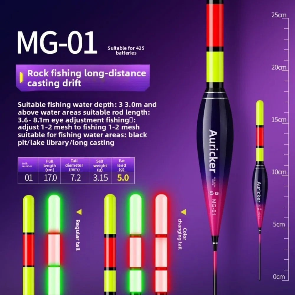 Indicator Electronic Fishing Float Buoy Strike Gravity Sensor Light Float Slip Drift Tube Bite and Change Colour Quake MG-01