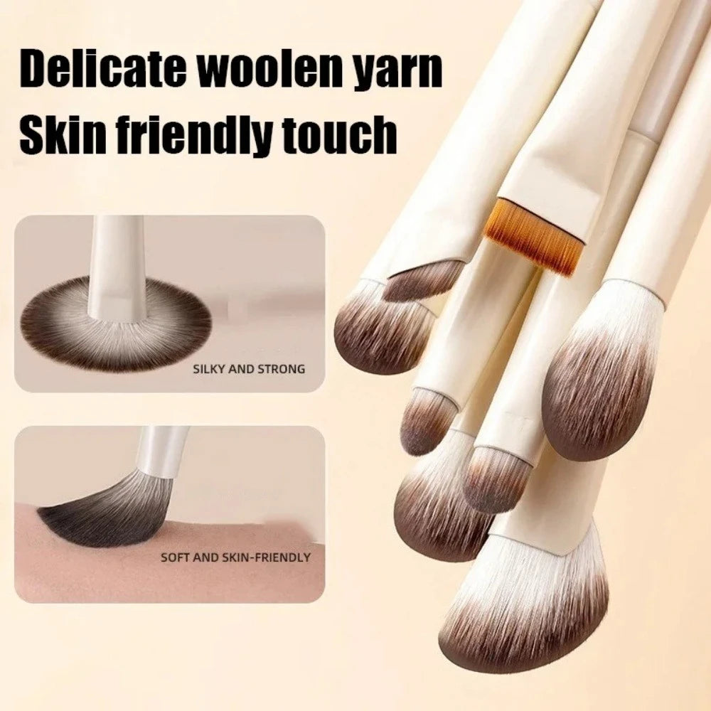 5/6/8/10Pcs Professional Eye Makeup Brushes Set Detail Eyeshadow Brush White Ultra Soft Eyeshadow Eyeliner Beauty Makeup Tools Quake