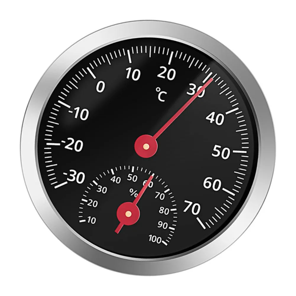 Mechanical Vehicle Thermometer Hygrometer Car Temperature Humidity Meter for Indoor Outdoor Use 30 to 70 Celsius Clear Pointer Quake