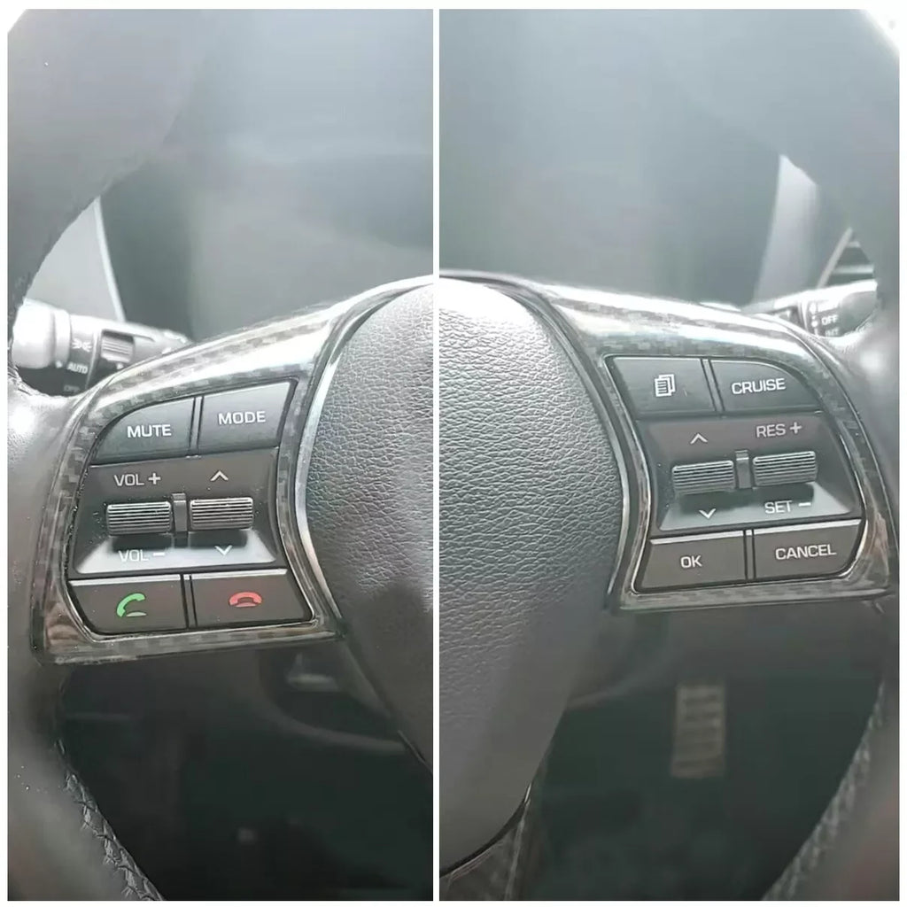 For Hyundai Sonata 2015-2019 ABS Carbon Fiber Style Inner Sticker Car Interior Steering Wheel Cover Trim Frame Decotation Auto Quake