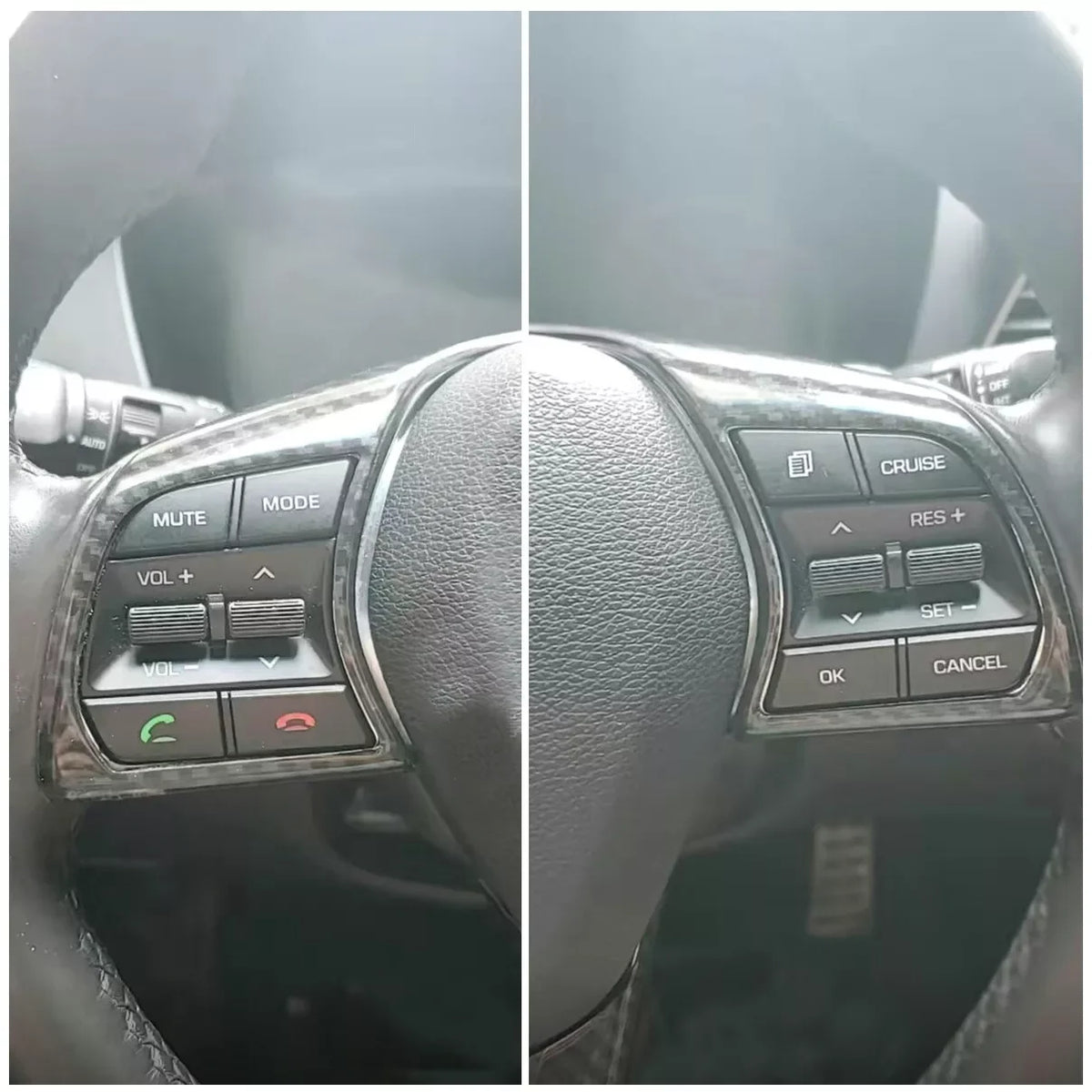 For Hyundai Sonata 2015-2019 ABS Carbon Fiber Style Inner Sticker Car Interior Steering Wheel Cover Trim Frame Decotation Auto Quake