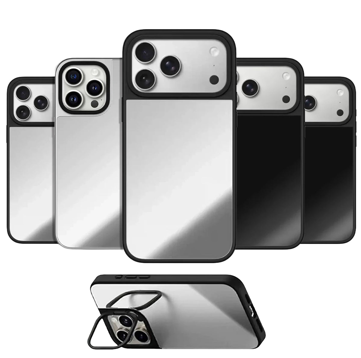 Plain Pure Mirror Surface Magnetic Phone Case Cover for IPhone 12 13 14 15 16 17 18 Pro Max Case with Camera Ring Stand Quake